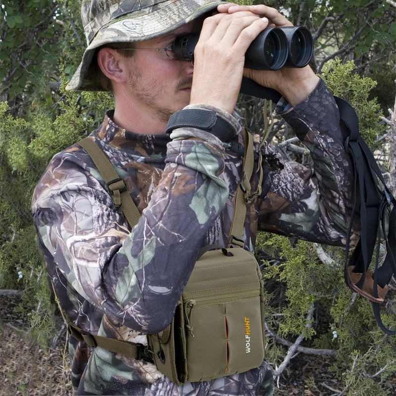 WOLFHUNT Binoculars Harness for Hunting with Rangefinder Pouch, Binocular Chest Pack Built-in Magnetic Snap Design, Bino Harness Bag Case Adjustable Strap, Lens Cleaning Cloth, Triple-Use - Image 4